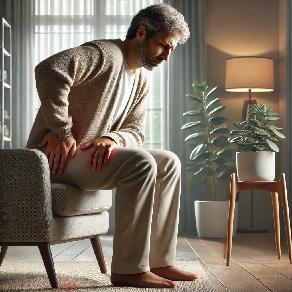 immagine di persona che sperimenta dolore all'anca a riposo